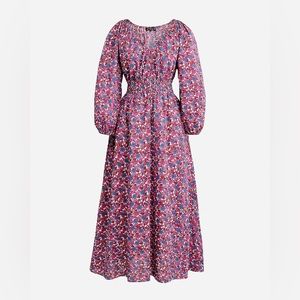 NWT JCrew v-neck midi dress in berry floral / size S